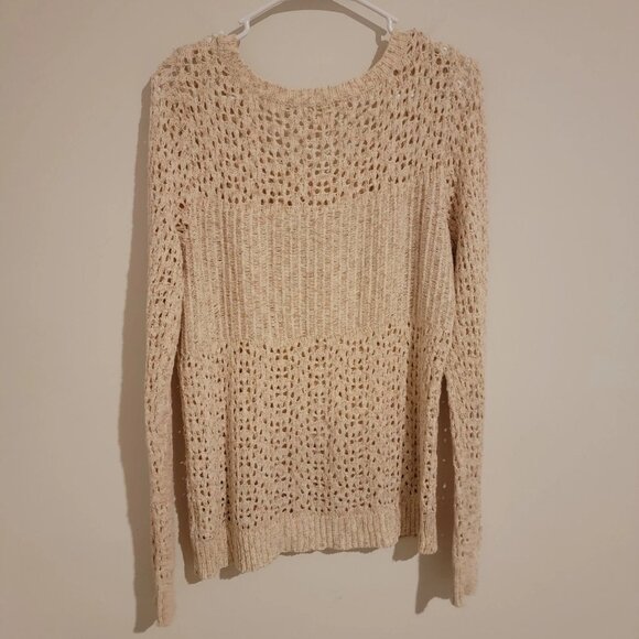 Anthropologie Staring at Stars Womens Sweater Medium Open Knit Cream Granola - Picture 2 of 6